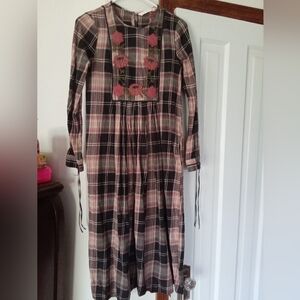 Plaid flannel long sleeve dress